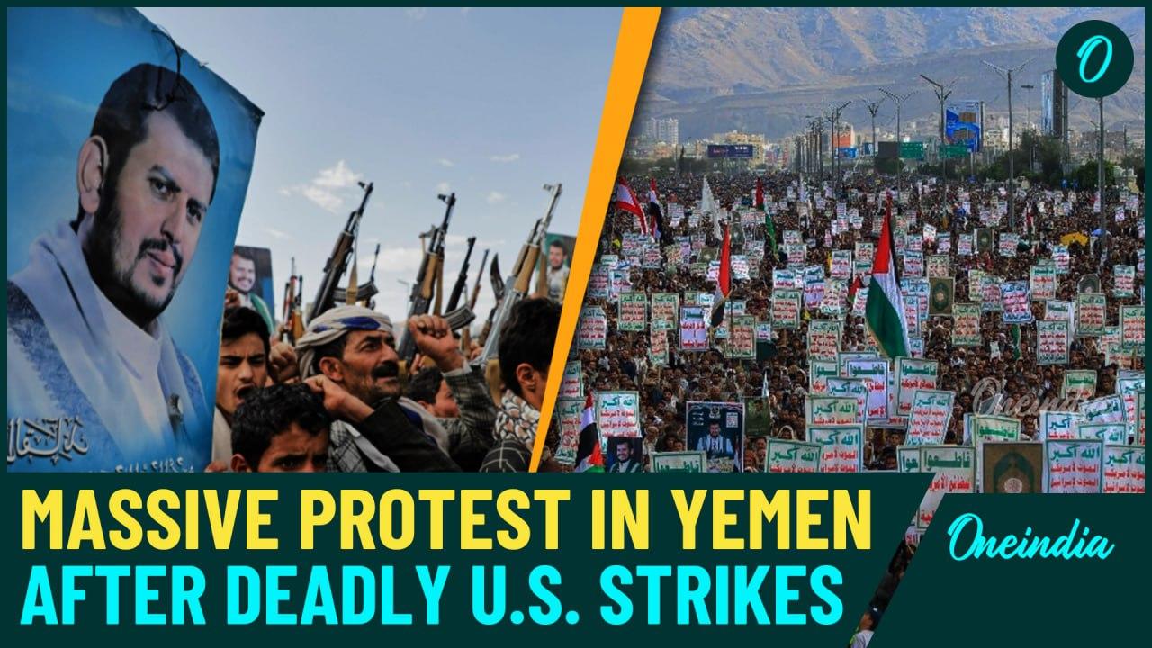 'Death to America' Chants Echo in Yemen: Massive Protests Erupt after U.S Strikes Kill 50+ | Videos