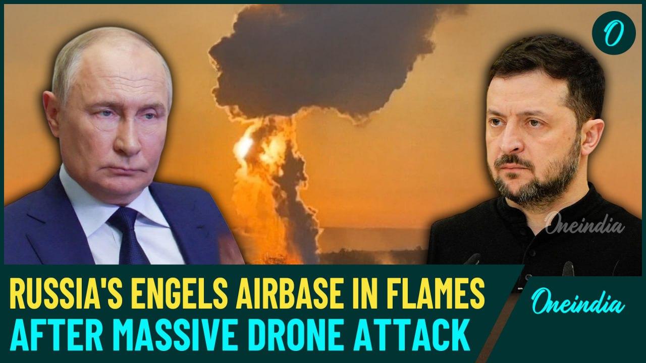 Ukraine Hits Russia's Nuke-Bomber Engels Airfield, Hospital |  Massive Explosion Caught On Cam