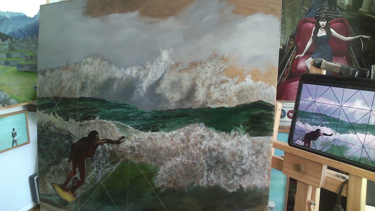 painting erica surfing