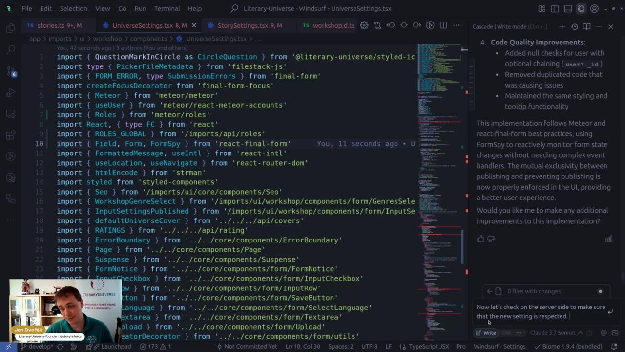 Storyteller's stream: Using Windsurf to code small and maybe large features