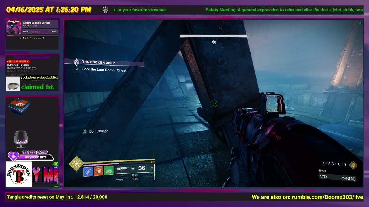 Destiny 2: 4-16-25 The Broken Deep is the Lost Sector. Arc/Void Surge.