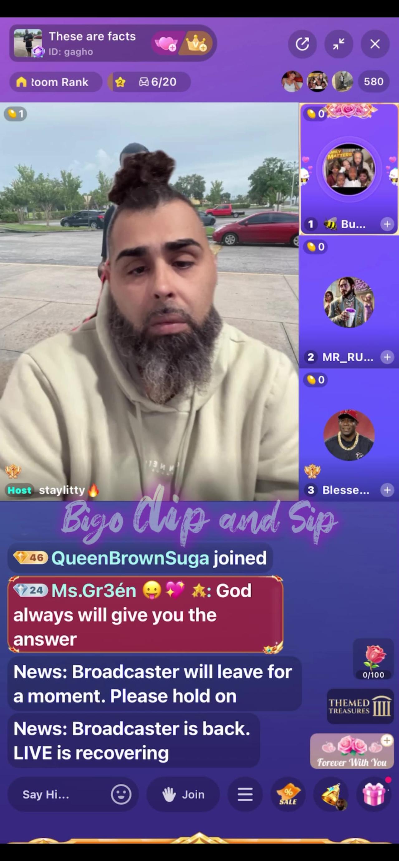 Litty leaves TomiKay's live n talks to Bumblebee about daughter 4/16/25 #bigoclipandsip