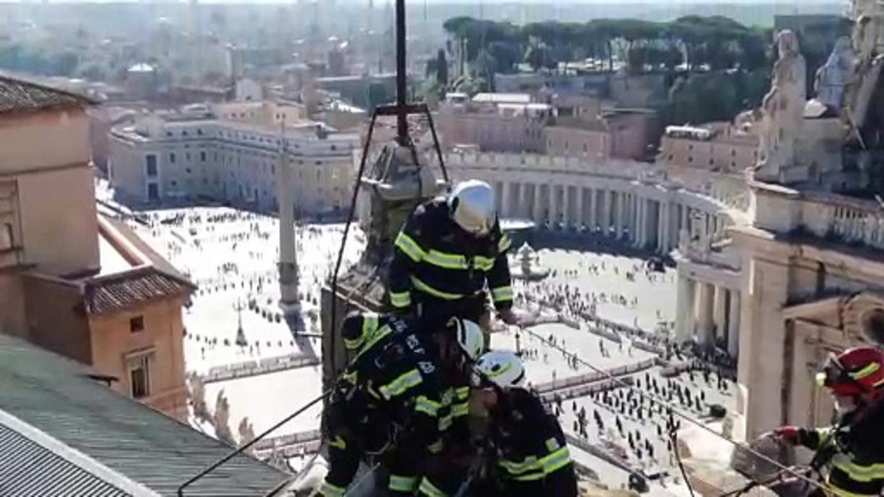 Stove and chimney installed at Sistine Chapel ahead of papal conclave