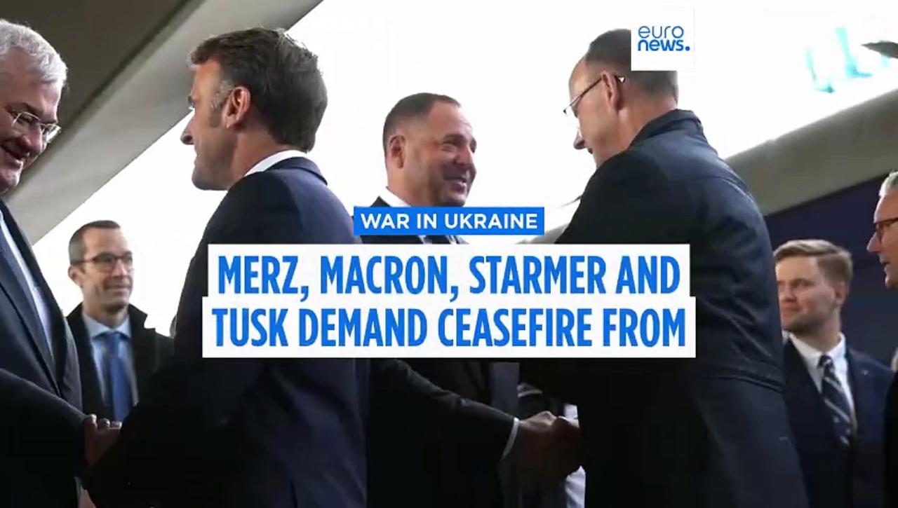 Merz, Macron, Starmer and Tusk unite in Kyiv to demand ceasefire from Putin