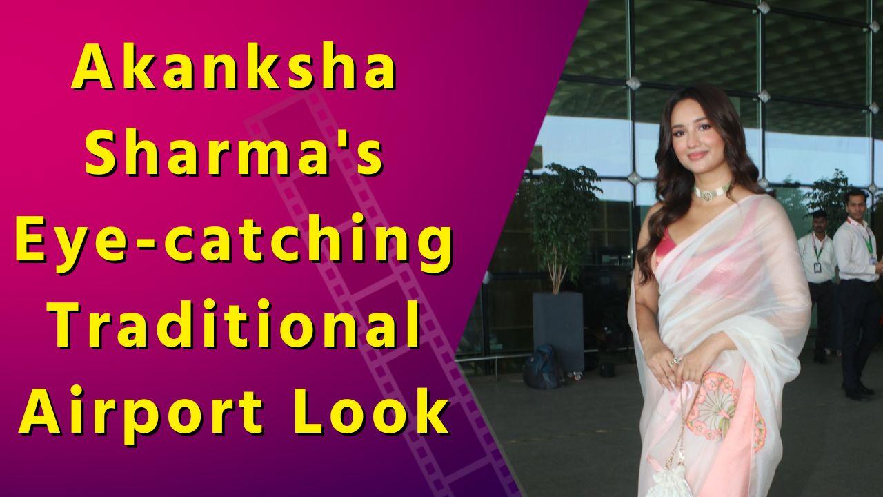 Akanksha Sharma turned heads at Mumbai airport in a stunning pink saree