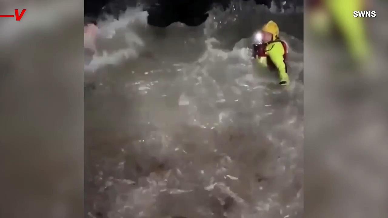 This Swimmer Is Lucky To Be Rescued From These Insane Waves