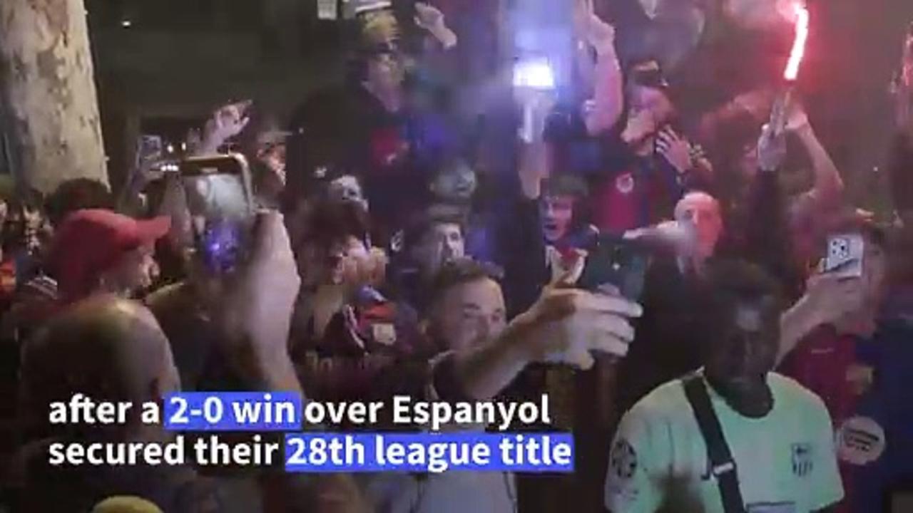 Barcelona fans celebrate La Liga title triumph