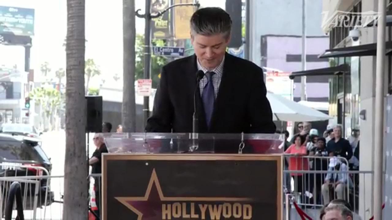 Michael Schur speaks at his Hollywood Walk of Fame ceremony