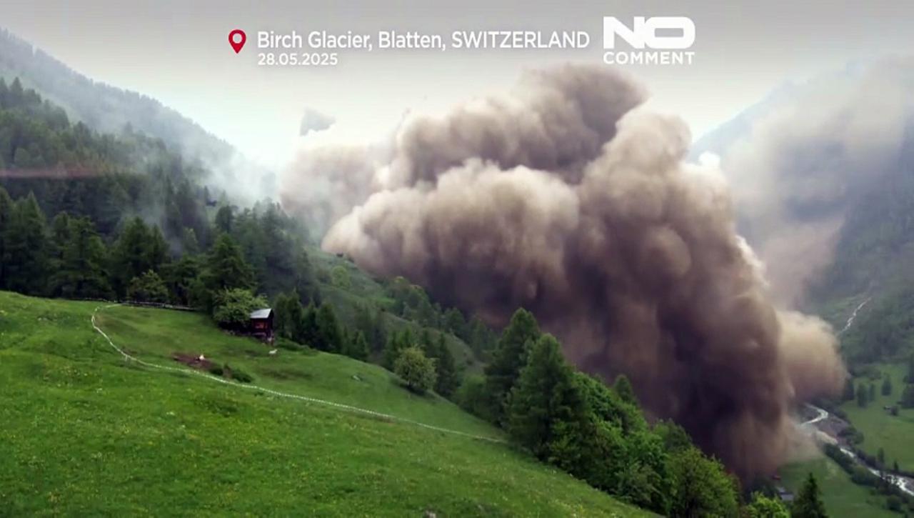 Aerial footage shows Alpine village buried by Birch glacier slide