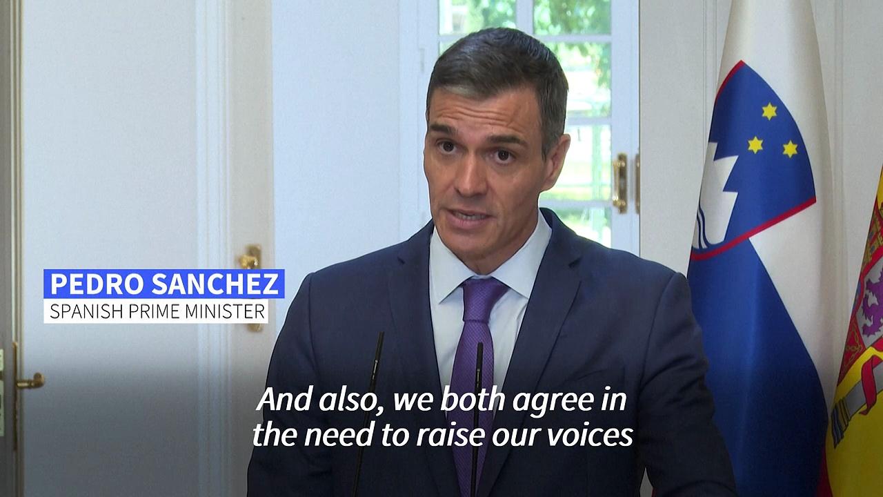 EU 'should join in the arms embargo on Israel', says Spanish PM Sanchez