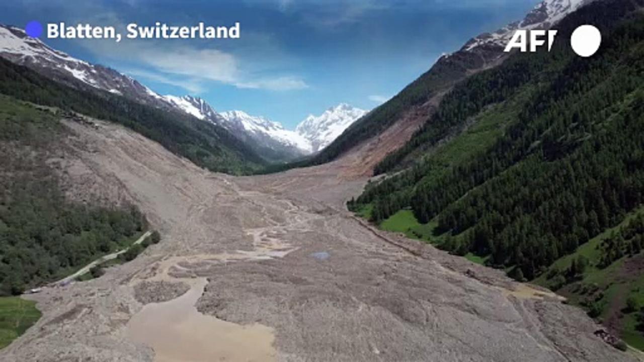 Aerial images show the aftermath of Swiss glacier collapse