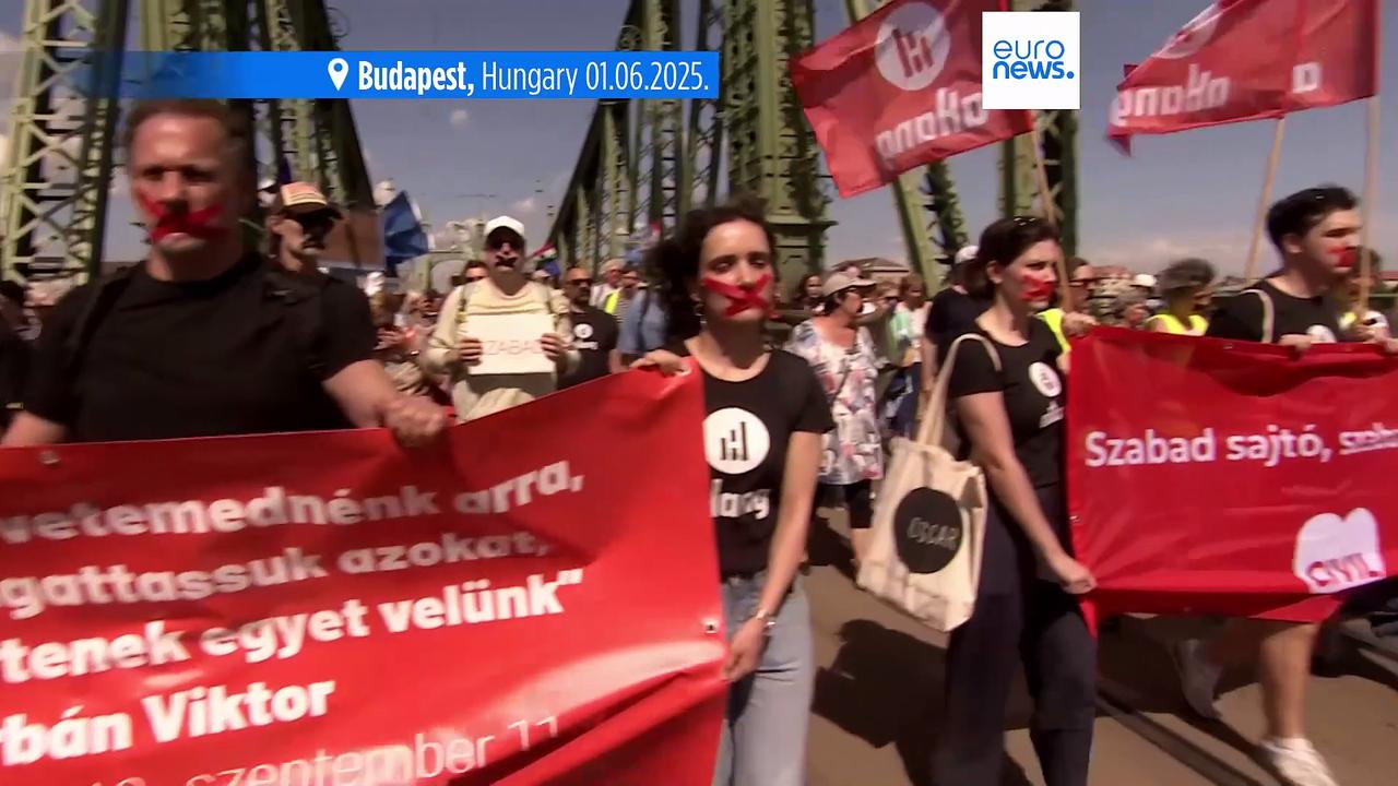 Thousands march in silence in Budapest to protest against 'transparency bill'