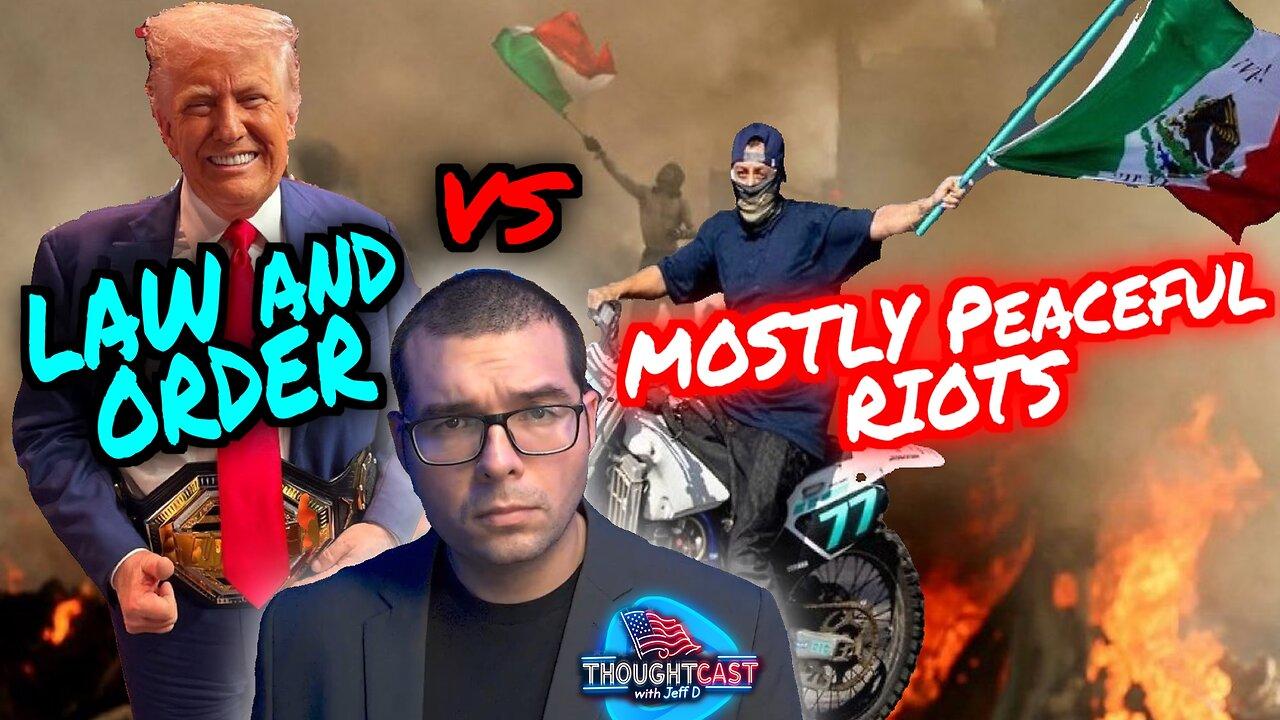 MOSTLY PEACEFULL Riots in LA. The people back LAW & ORDER,. Trump comms Conspiracy.TC 6/9/24