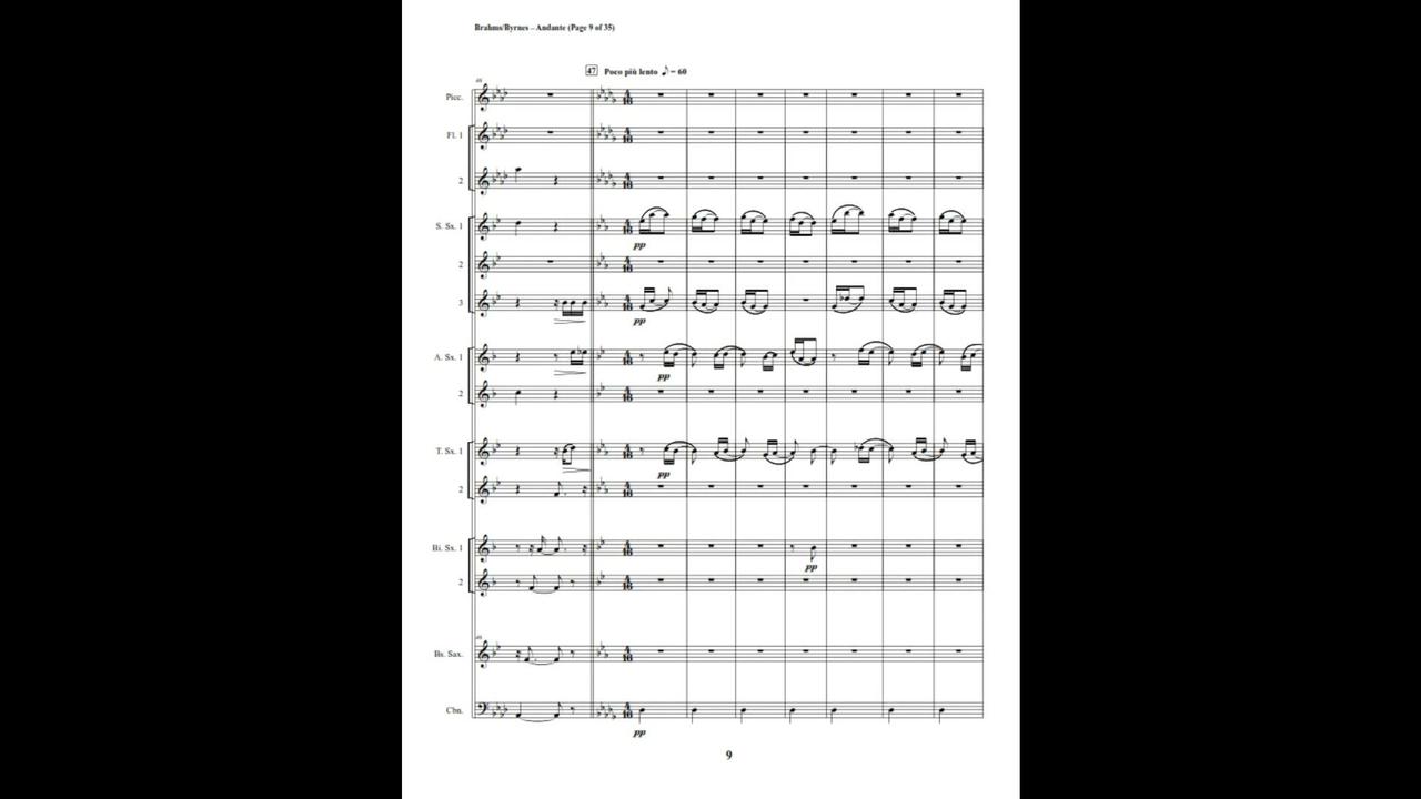 Johannes Brahms – Andante, Op. 5 (Saxophone Choir + Piccolo, 2 Flutes & Contrabassoon)