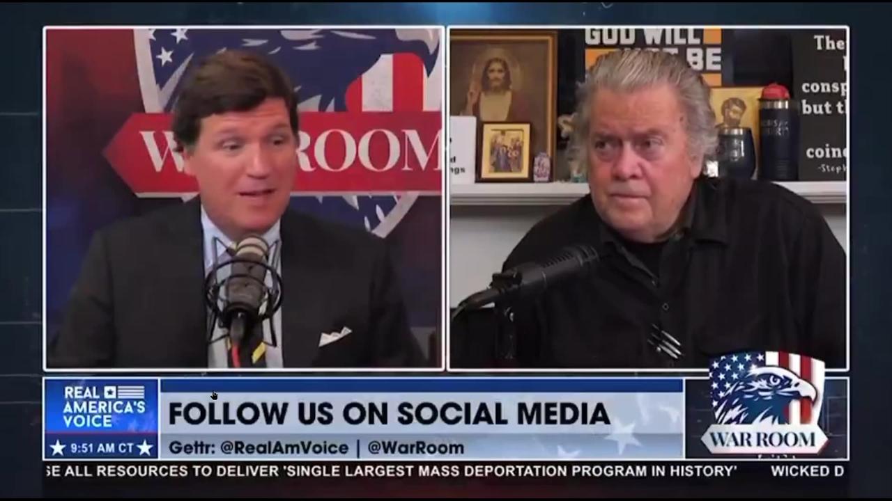Tucker Carlson went on War Room and does not hold back, as usual