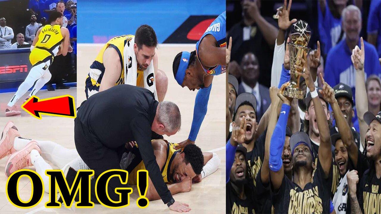 OKC wins NBA Title as Pacers star Tyrese Haliburton TEARS ACHILLES in GRUESOME SCENE in Game 7!