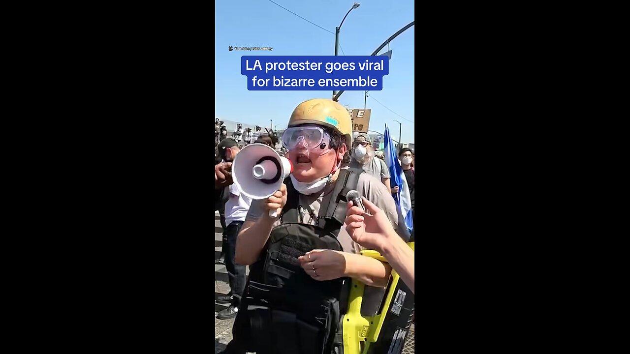 La Protester Goes Viral for bizarre ensemble