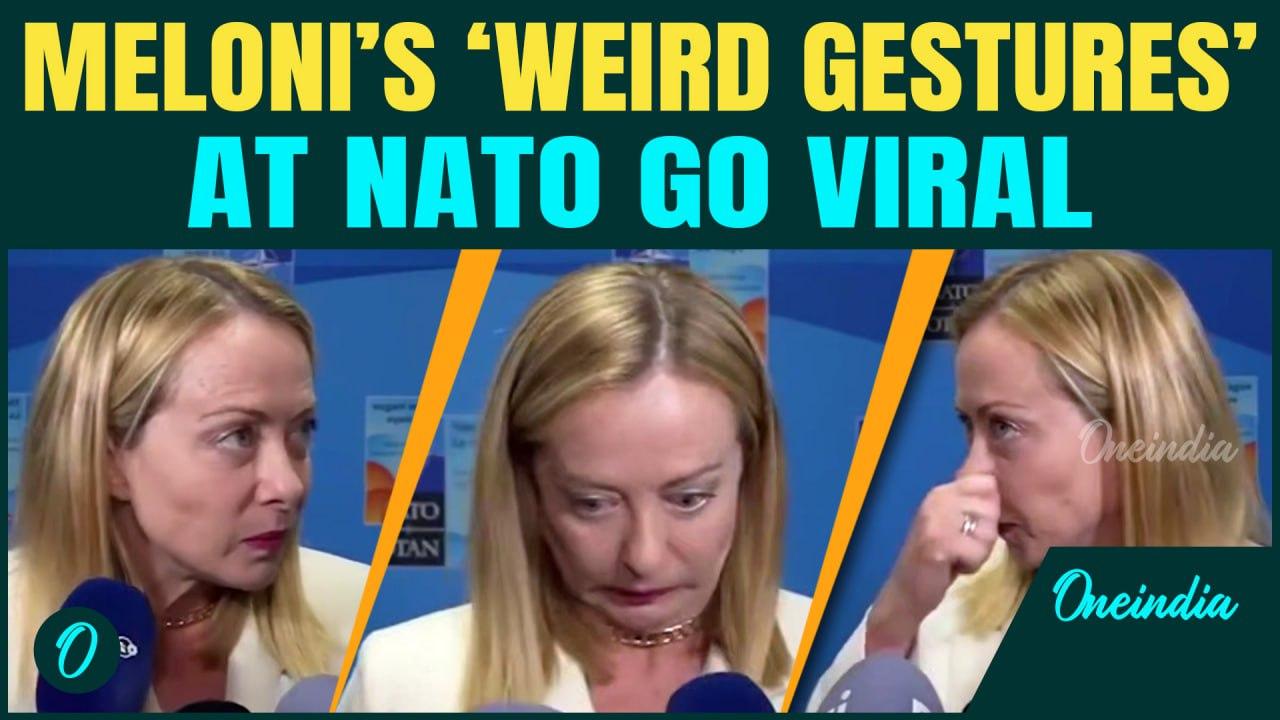 VIDEO: Meloni’s Bizarre Gestures At NATO Summit Spark Speculation Amid Ukraine War And Defense Talks