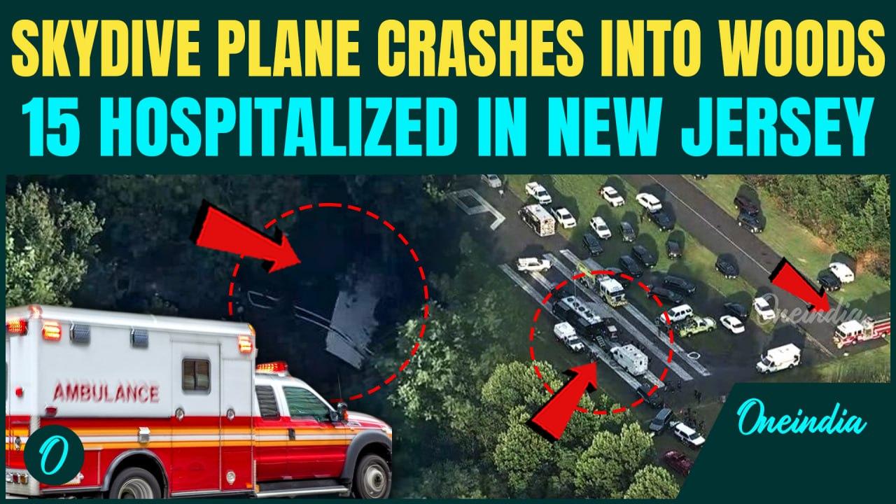 Crash Caught on Camera: Skydiving Plane Slams Into New Jersey Forest | Cessna 208B | 15 Injured