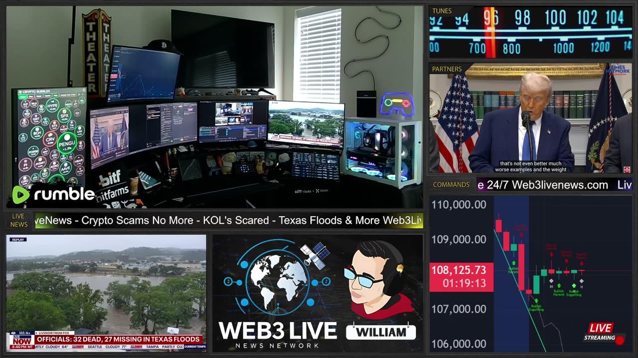 🔴 LIVE | Web3LiveNews 24/7 Texas Floods - Crypto Scam Bill  - KOLs Scared. CT Full Panic Mode