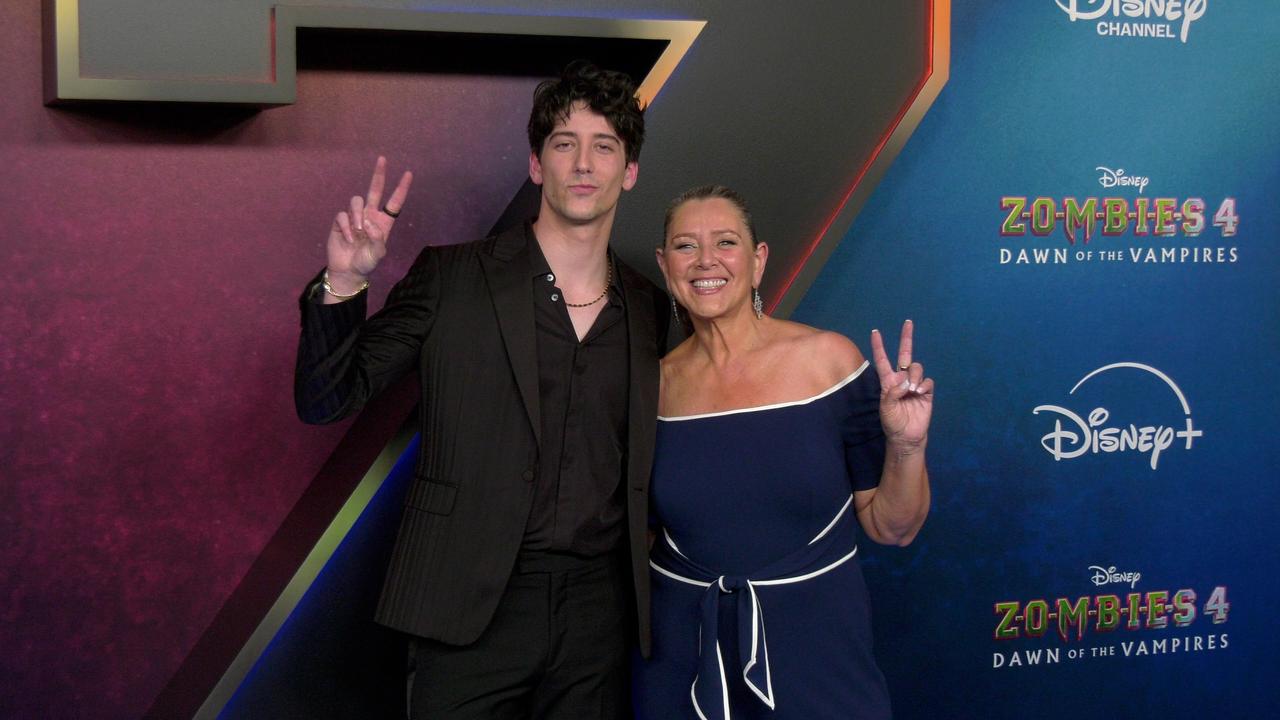 Milo Manheim and Camryn Manheim 'Zombies 4: Dawn of the Vampires' Premiere Blue Carpet