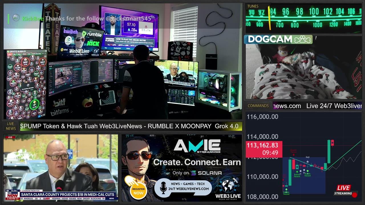 LIVE: 24/7 Web3 News – $BTC 118K, Grok 4.0, Rumble x MoonPay DEAL HUGE’  $PUMP Coin & More! 🔥📡