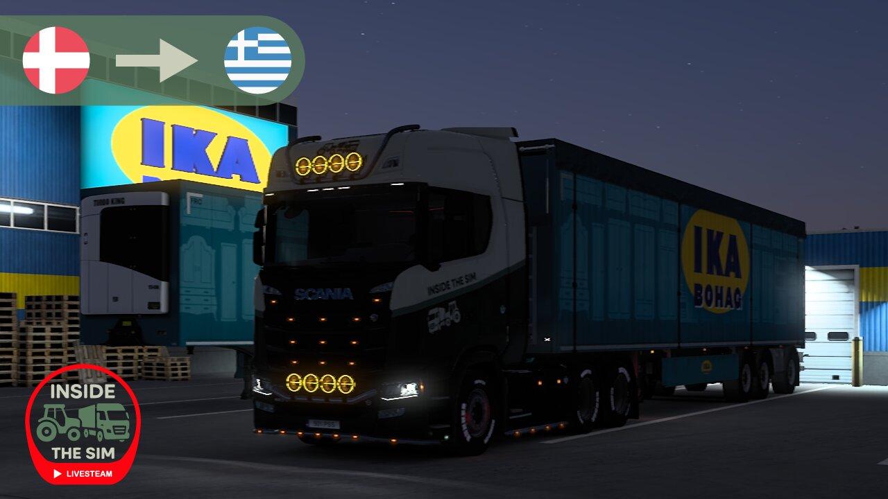 🔴 LIVE: Denmark 🇩🇰 → Greece 🇬🇷 | Realistic ETS2 Wheel Cam | Long Haul Livestream | Ultra-Wide Screen