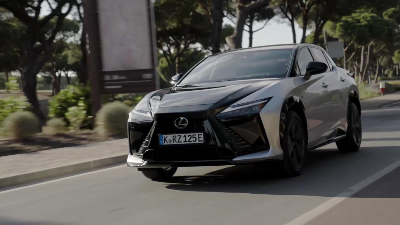 2025 Lexus RZ 550e F SPORT in Sonic Platinum Driving Video