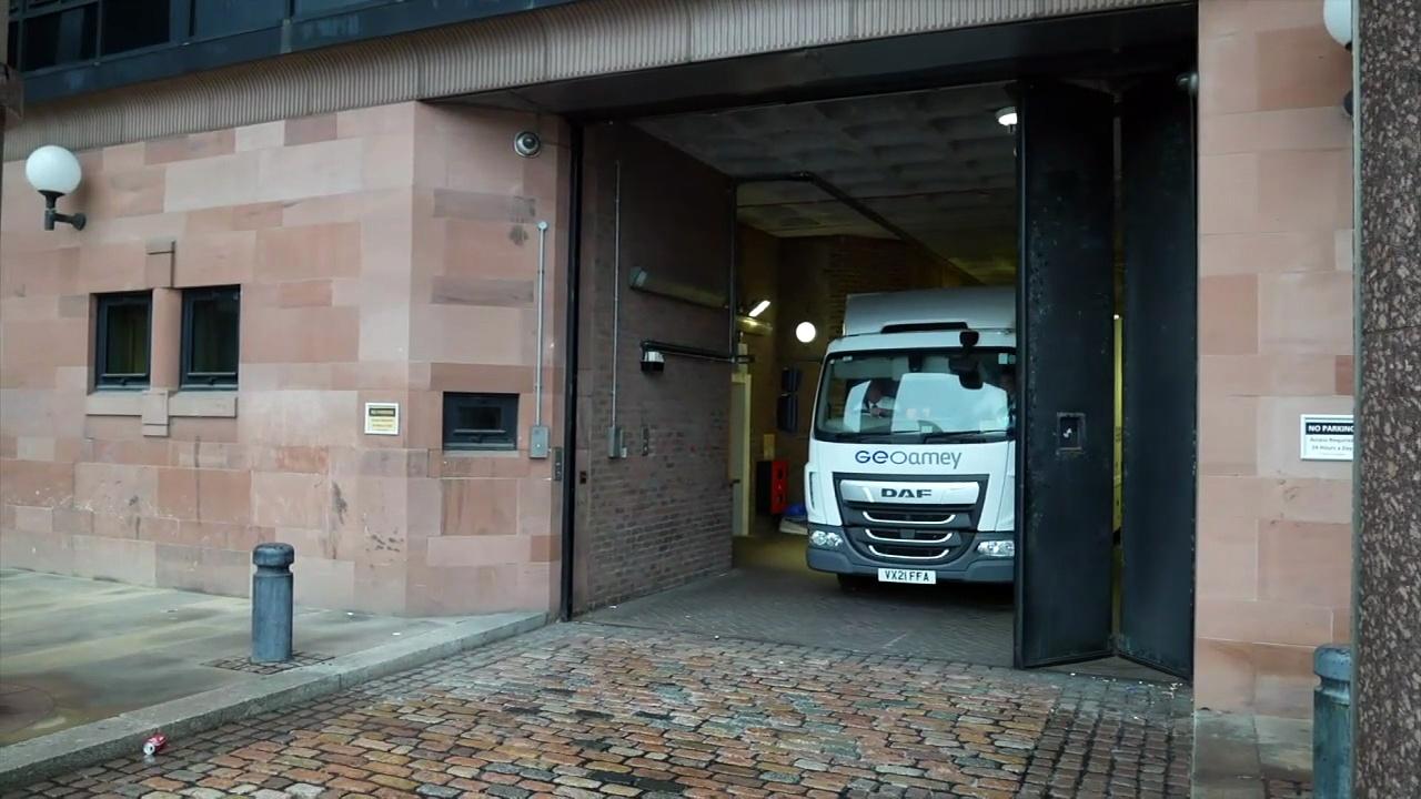 Prison van leaves the court