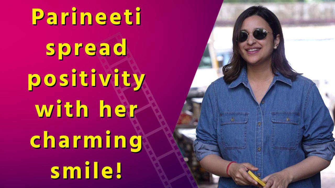 Parineeti Chopra posed in cute denim dress with infectious smile