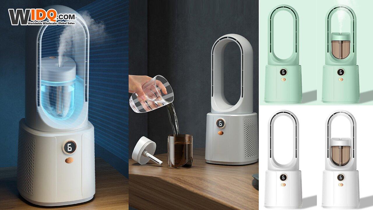 🌬️ Cool + Hydrate Anywhere! 2-in-1 Bladeless Fan & Humidifier Combo 🌀