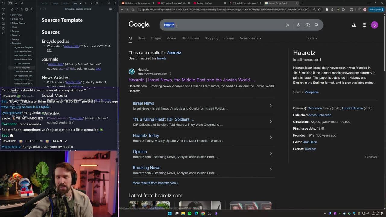 [Mirror] Destiny YouTube Stream