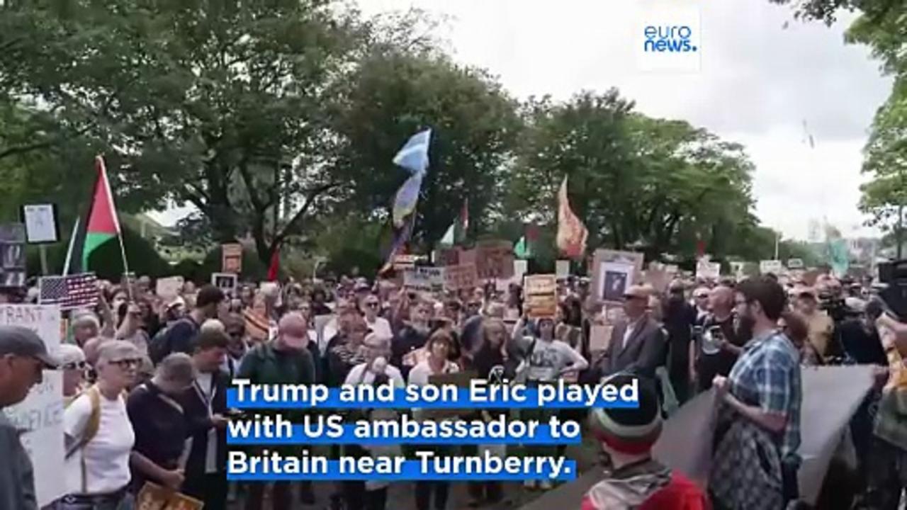 Trumps tees off in Scotland amid nationwide protests