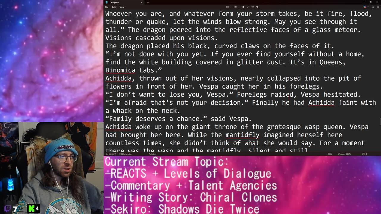 REACTS + Levels of Dialogue | Commentary + Talent Agencies | Writing Story: Chiral Clones | Sekiro: Shadows Die Twice |