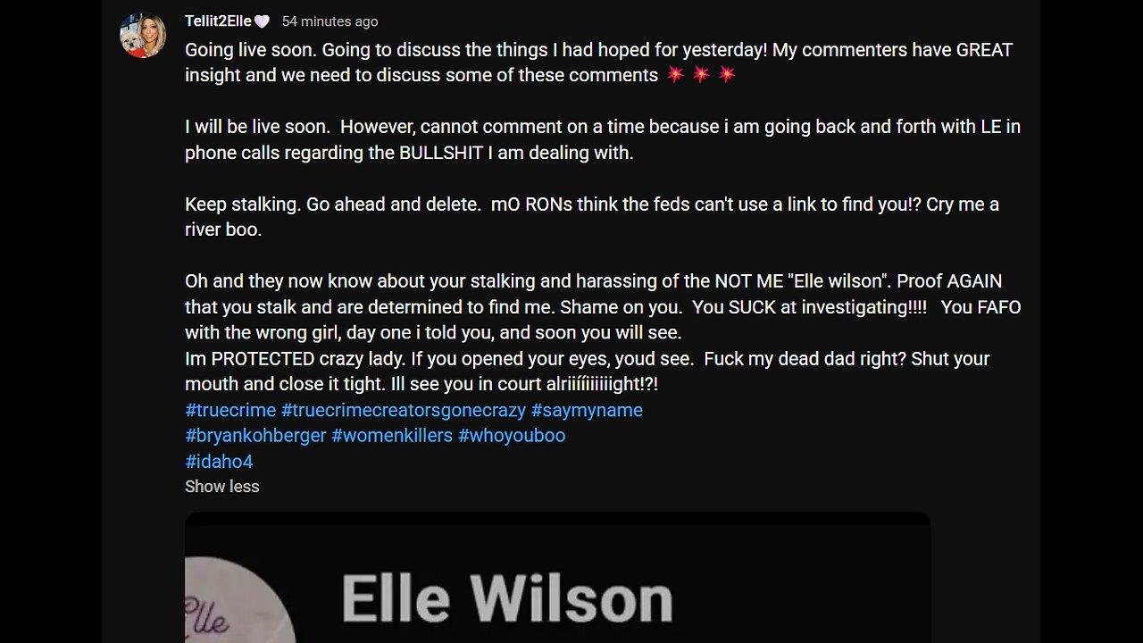 ELLE IS STALKING ME USING POWER PLAYS WITH DIRTY COPS AND SHES GONNA GET CAUGHT AND REPORTED NOW!
