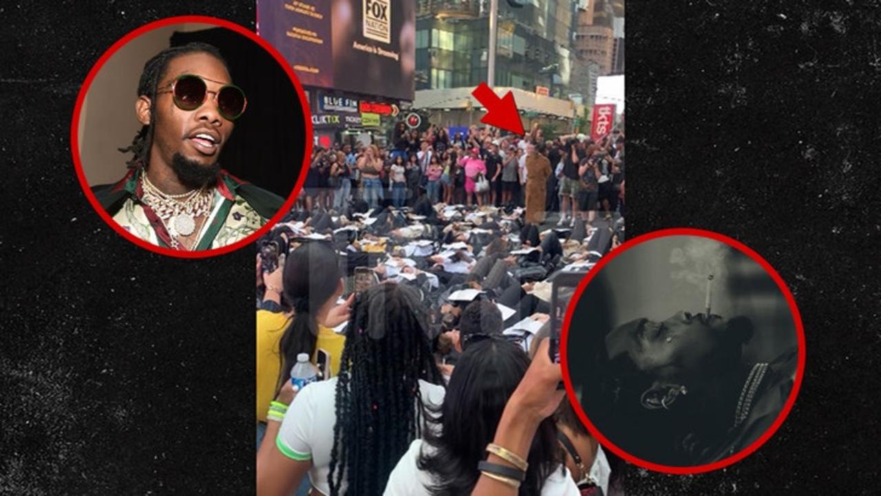 Offset Brings Tons of Extras To Times Square For Album Launch