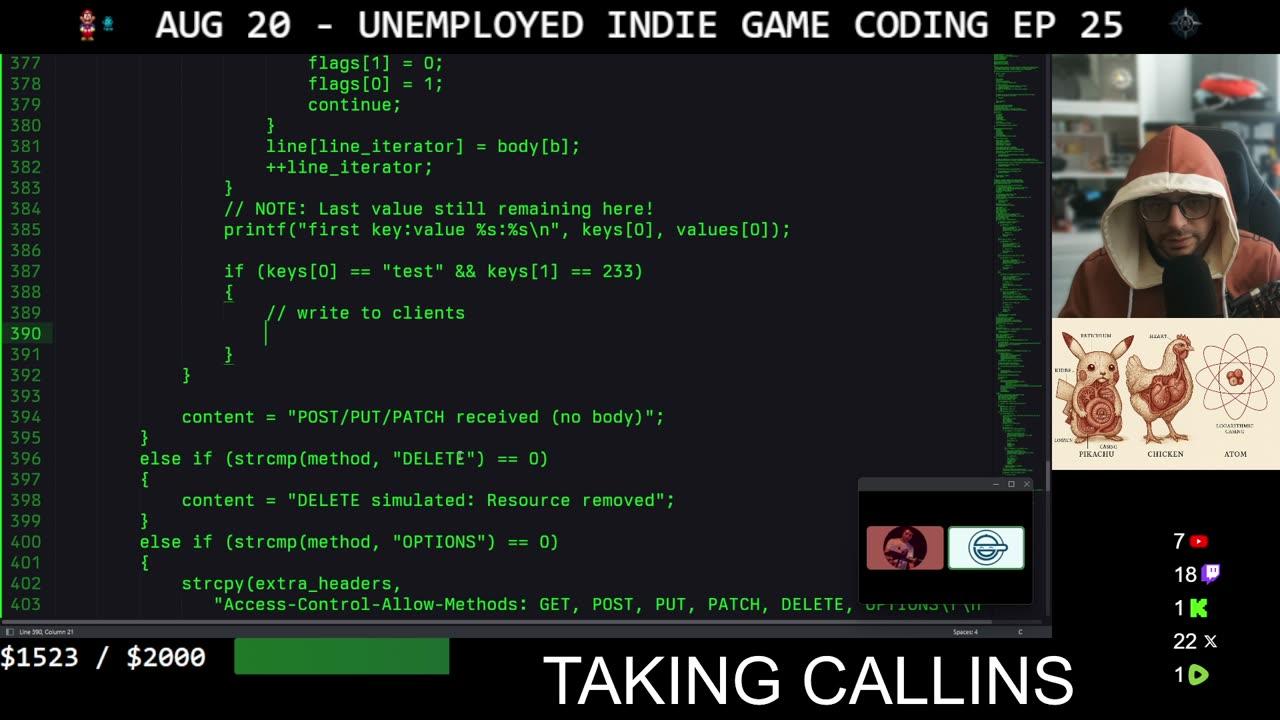 (2) Unemployed so I'm indie game coding until I find some work