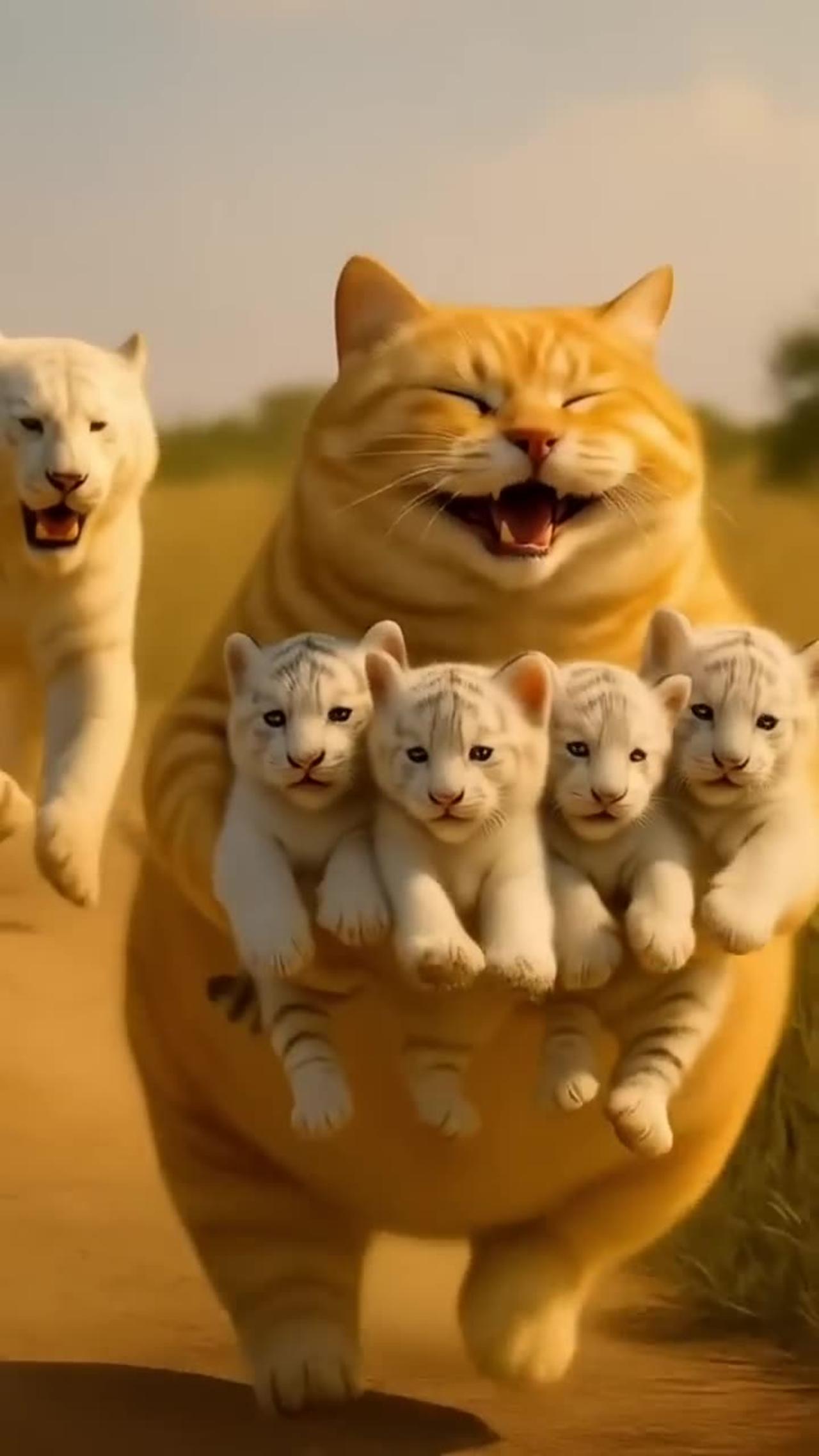 Cat and tiger white