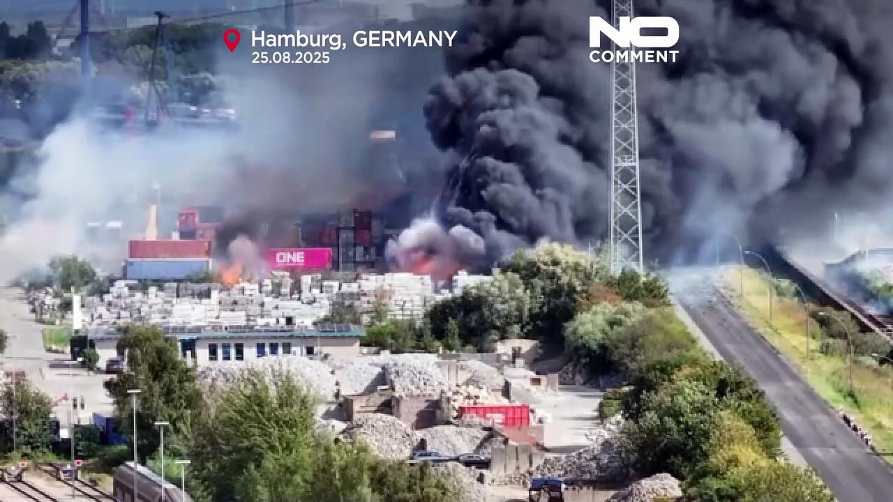 Major warehouse fire in Hamburg’s port leaves six people injured