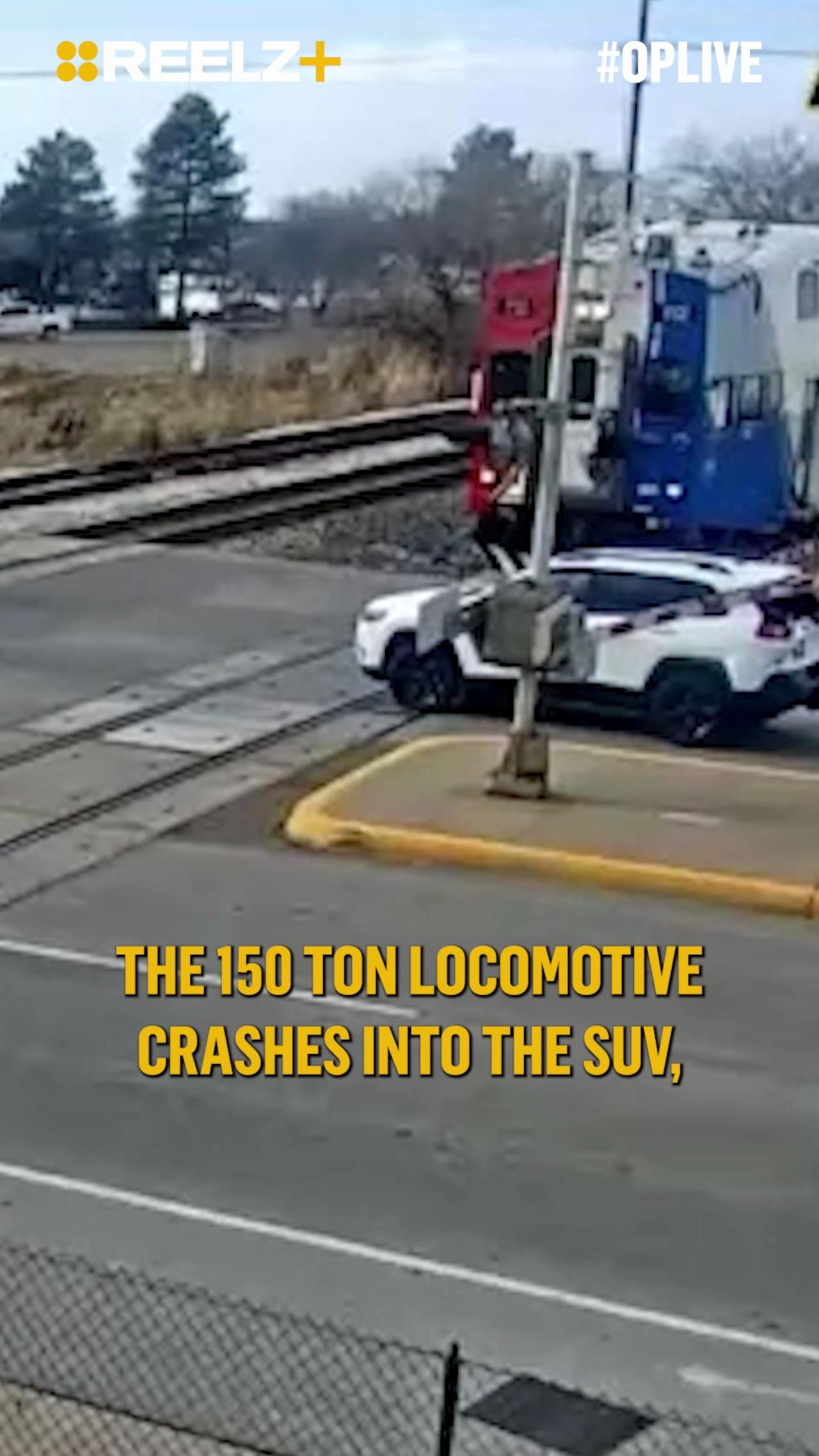 Caught on Camera: SUV Slammed by Train Moments After Driver Jumps Out