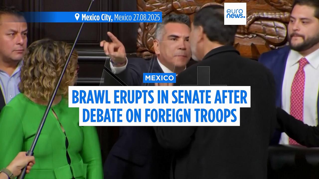 Fight erupts in Mexico's senate as politicians shove each other