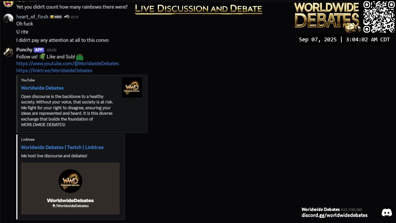 0055 - Worldwide Debates LIVE - YouTube/Rumble/Twitch/Kick