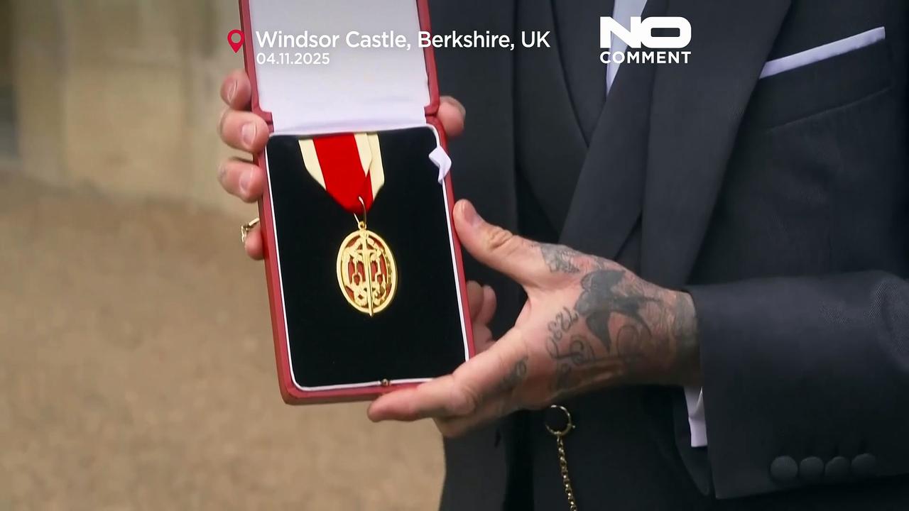 David Beckham receives knighthood from King One News Page VIDEO